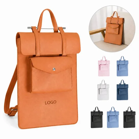 Women's PU Leather Laptop Tote Bag, Water-Resistant, Fits
