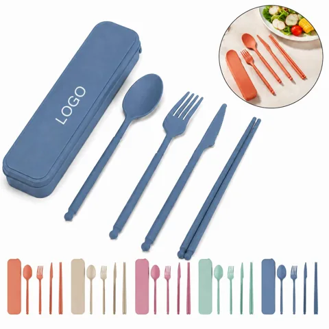 Eco Friendly Wheat Straw Portable Cutlery Set for Travel