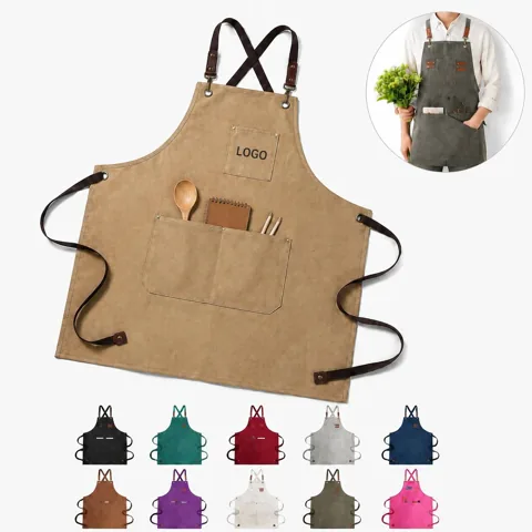 Adjustable Cross Back Cotton Apron for Cooking BBQ Kitchen