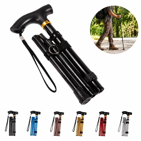 Adjustable Collapsible Trekking Cane with Anti-Slip Grip