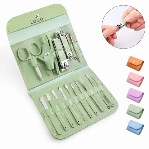 16 Piece Stainless Steel Manicure Pedicure Kit with PU