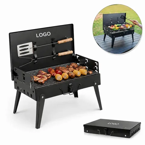 Collapsible Charcoal Barbecue Grill with Adjustable Height
