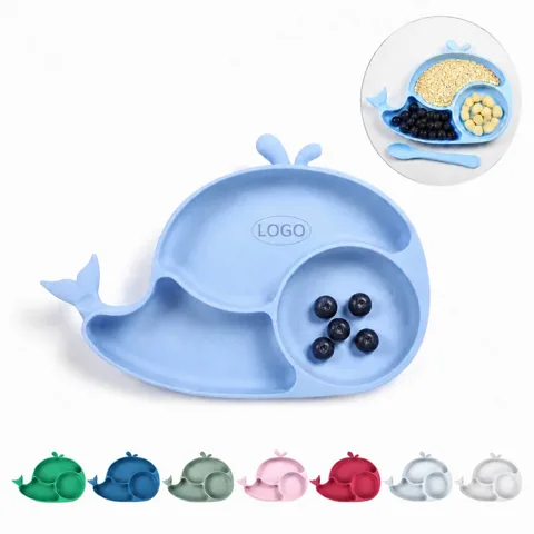 Toddler Whale Silicone Suction Plate, Food-Grade