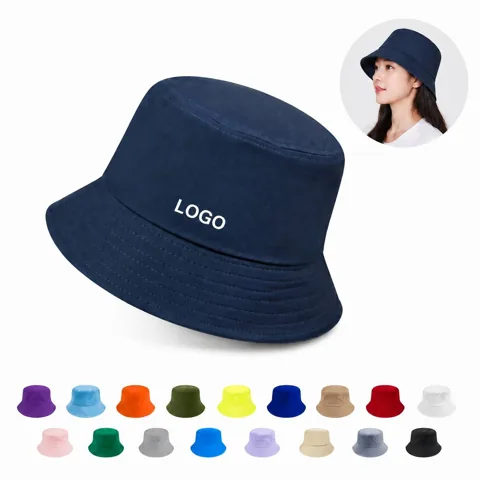Custom Cotton Bucket Hat with Wide Brim, Packable
