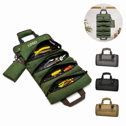 Professional Tool Roll Up Bag with Detachable Pouches