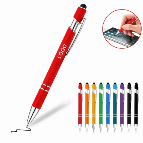 Metal Click Stylus Ballpoint Pen, 20 Assorted Hues