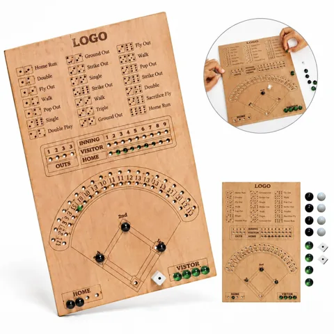 Wooden Baseball Dice Board Game Family Fun Set