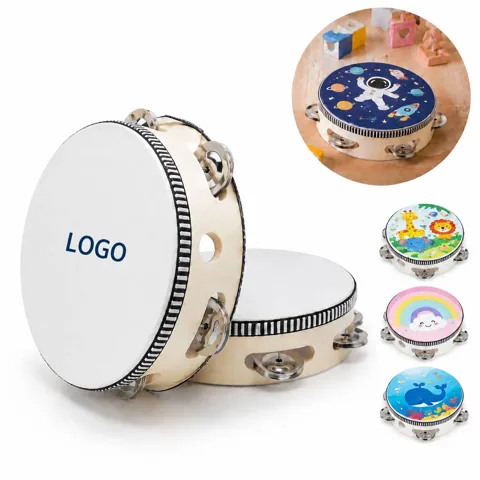 Children Wooden Tambourine Hand Drum with Safe PE Head