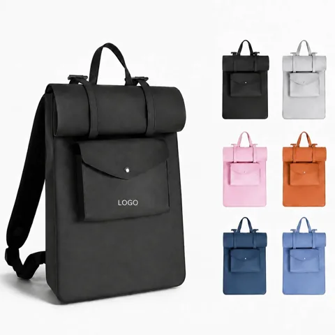 Vintage Waterproof PU Laptop Backpack for Travel Office