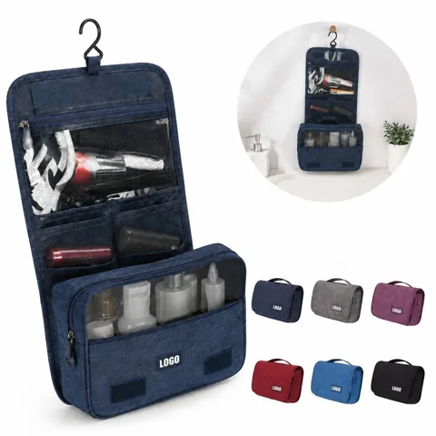 Water Resistant Hanging Travel Toiletry Bag with Metal Hook