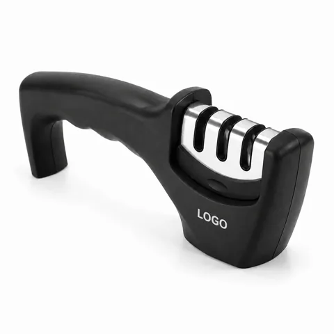 3 Stage Knife Sharpener Kitchen Tool with Diamond Rod, ABS