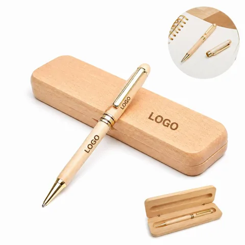 Luxury Ballpoint Pen Gift Set with Wooden Case