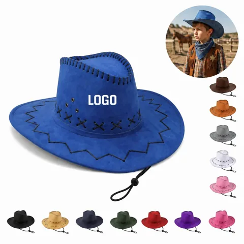Classic Felt Cowboy Hat with Cross Stitch for Adults