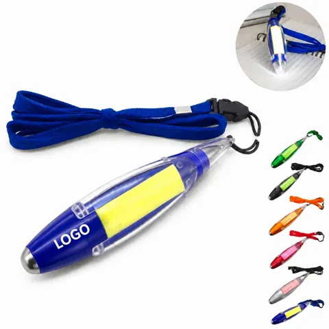 Retractable LED Light Pen with Sticky Notes Set for Writing