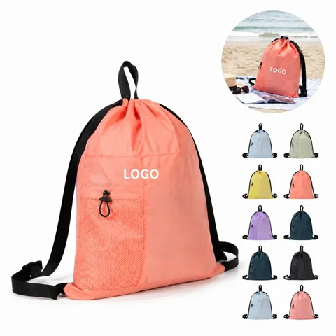 Custom Oxford Drawstring Backpack with Side Mesh Pocket