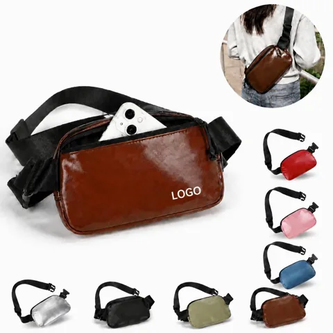 Adjustable PU Leather Waist Pack for Travel, Crossbody Hip
