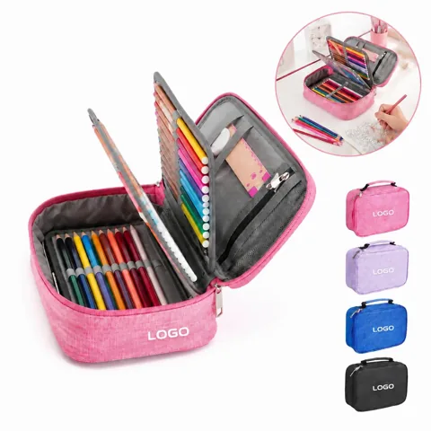 Extra Large Canvas Pencil Pouch Zippered, Holds 72 Pens