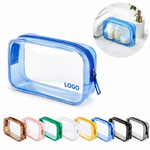 Clear PVC Zippered Cosmetic Pouch for Travel