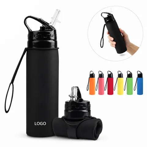 Collapsible Silicone Water Bottle 20oz Leakproof Travel