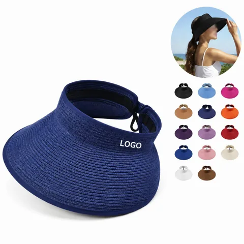 Roll Up Straw Wide Brim Sun Hat for Travel, Packable