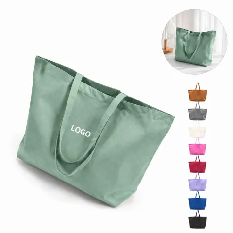 Oversized Cotton Canvas Shopping Tote
