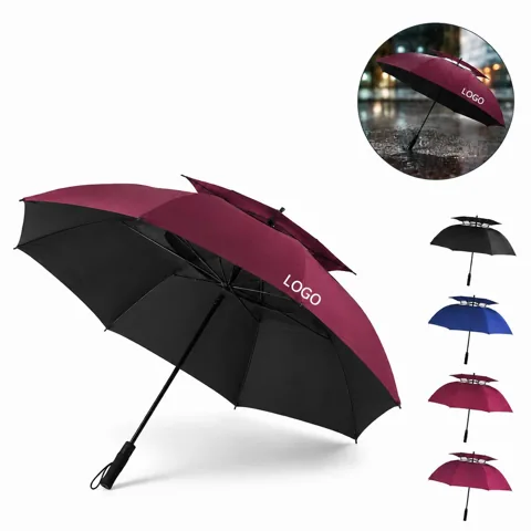Fiberglass Double Canopy Windproof Golf Umbrella, Vent
