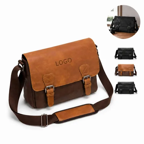 Vintage Leather Shoulder Bag for Men Travel Work Essential