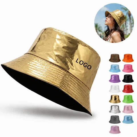 Premium PU Leather Bucket Hat Wide Brim UV Protection