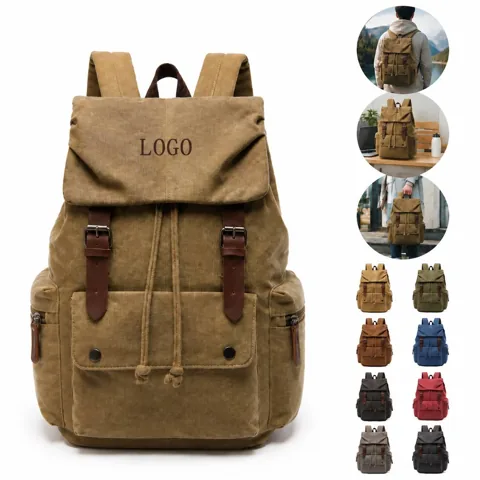 Canvas Backpack Durable Breathable Large Capacity