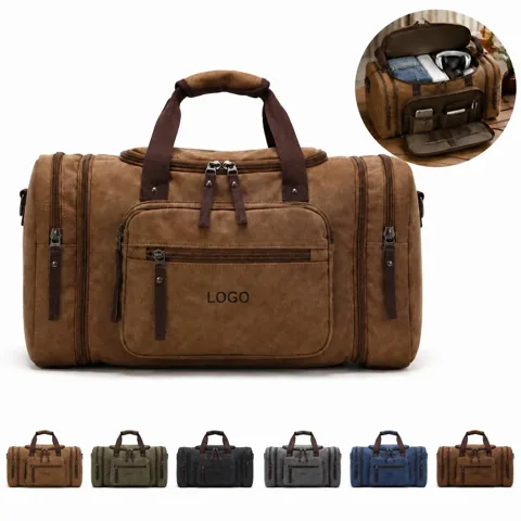 Heavy-Duty Canvas Travel Duffel with Multiple Pockets
