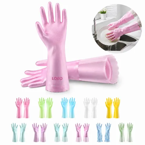 Non Slip PVC Kitchen Gloves for Dishwashing Gardening