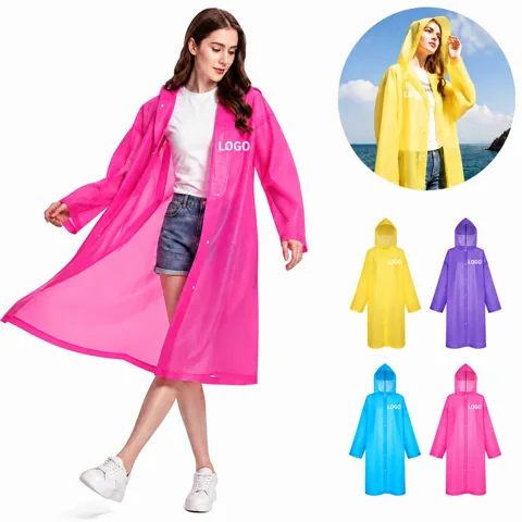 Ultralight Hooded EVA Rain Coat, 0.15mm Thick