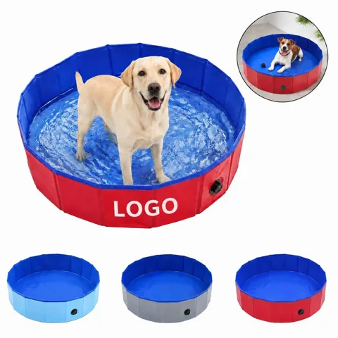 Foldable Dog Swimming Pool with Drainage Valve, Heavy-Duty