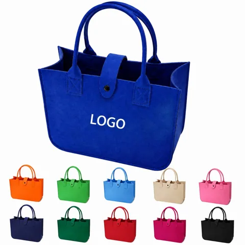 Felt Shopping Tote with Button Closure for Everyday Carry