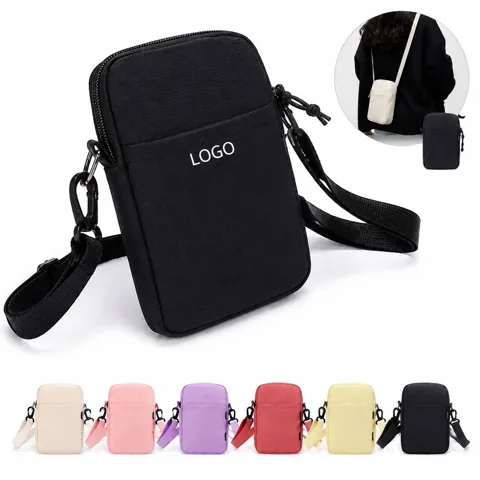 Canvas Crossbody Phone Pouch with Adjustable Strap