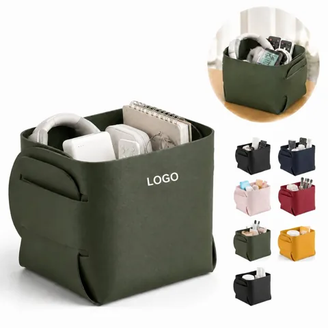 Collapsible PU Desk Storage Organizer Tray with Locking