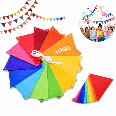 Rainbow Triangle Felt Pennant Banner Party Decor 12 Flags