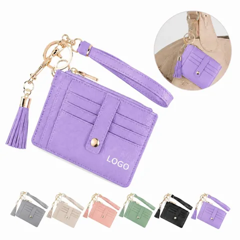 RFID Blocking Leather Wristlet Wallet Keychain