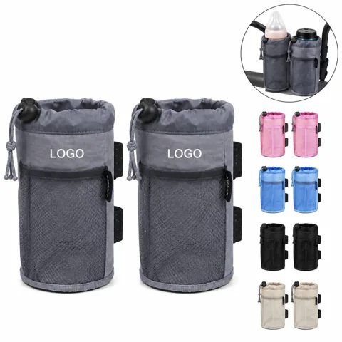 Bike Water Bottle Holder with Zip Pocket, 600D Oxford