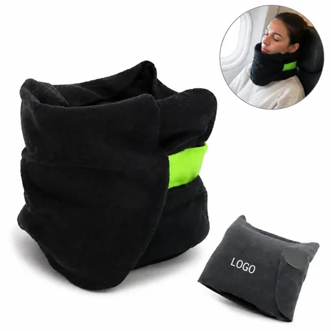 Compact Ergonomic Travel Neck Pillow with Carry Strap