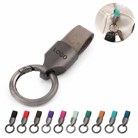 Elegant Leather Zinc Alloy Car Keychain Strap with Snap