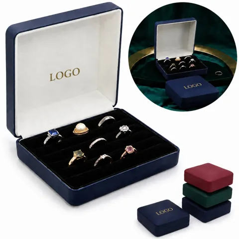 Compact Waterproof Velvet Jewelry Ring Organizer Box