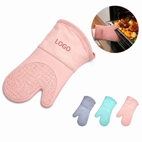 Heat Resistant Silicone Oven Mitts, Waterproof Non-Slip