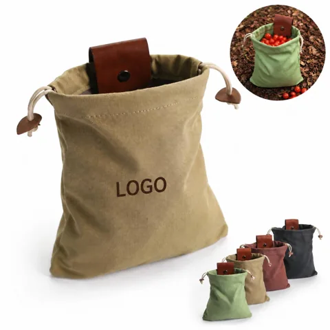Compact Waxed Canvas Foraging Pouch with Belt Loop