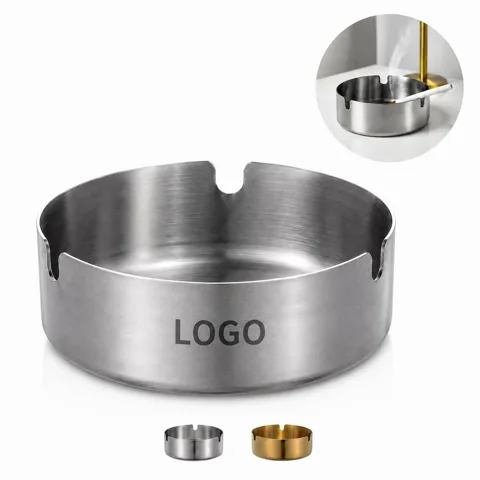 Rustproof Stainless Steel Round Ashtray with 3 Cigarette