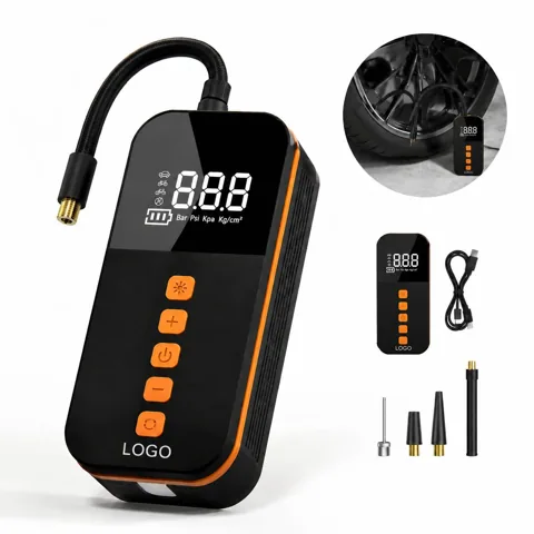 Portable Rechargeable Tire Inflator with Digital Pressure