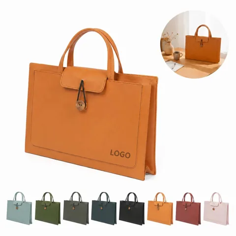 Executive Leather Laptop Briefcase with Chain Lock