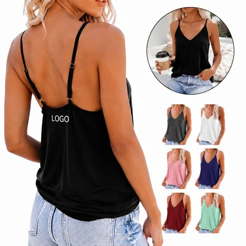 Women's Casual V Neck Sleeveless Tank Top Loose Fit Summer