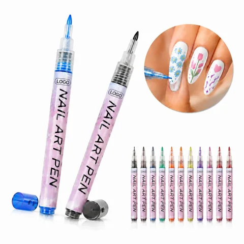Nail Art Pens Set 12 Colors Dual-Tip for Creative Manicure