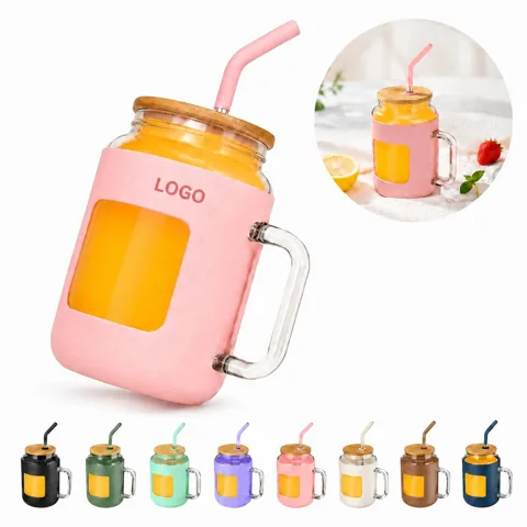 50oz Glass Tumbler with Handle, Lid & Straw, BPA-Free